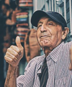 man making thumbs up sign